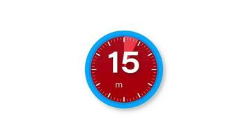 The 15 minutes timer. Stopwatch icon in flat style. Motion graphics. video