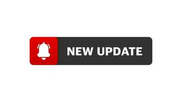 New update red label on white background. Red banner. Motion graphics. video
