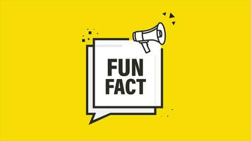 Fun fact feedback megaphone yellow banner in 3D style. Motion graphics. video