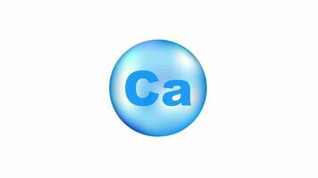 Vitamin Ca with realistic drop on gray background. Particles of vitamins in the middle. Motion graphics. video