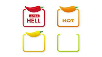 Hot pepper strength scale indicator with mild, medium, hot and hell positions. Chilli level. Motion graphics. video