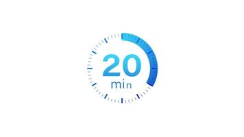 The 20 minutes timer. Stopwatch icon in flat style.Motion graphics. video