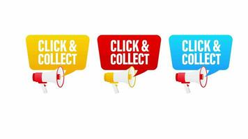 Click collect for marketing design. Store label. Click button. Motion graphics. video