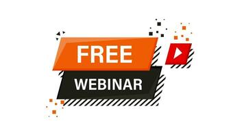 Free webinar banner in flat style on white background. Play video. Web media. Motion graphics. video