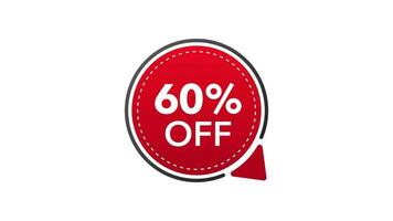 Trendy flat advertising with 60 percent off red discount flat badge for promo design. Poster badge. Business design. Motion graphics. video