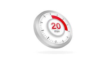 The 20 minutes timer. Stopwatch icon in flat style. Motion graphics. video