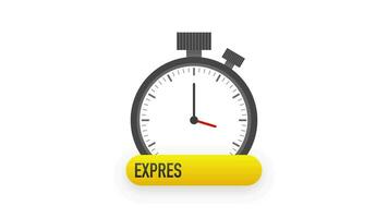 Express livraison un service badge. vite temps livraison commande avec chronomètre sur blanc Contexte. mouvement graphique. video