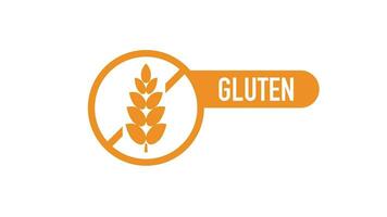 Flat icon with gluten free. Organic signs. Motion graphics. video