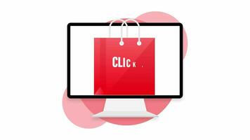 hacer clic recoger para márketing diseño. Tienda etiqueta. hacer clic botón. movimiento gráficos. video