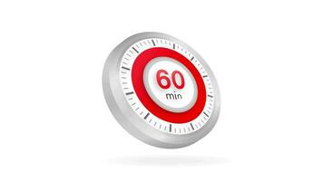 The 60 minutes timer. Stopwatch icon in flat style. Motion graphics. video