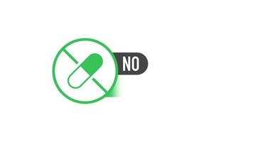 Nein Hormone, Nein Antibiotika Grün eben Banner auf Weiß Hintergrund. Bewegung Grafik. video