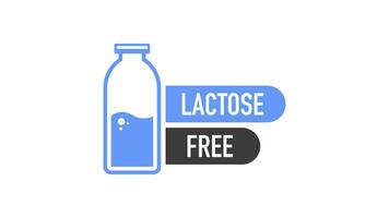 plano ícone com lactose glúten OGM açúcar livre. orgânico sinais. movimento gráficos. video