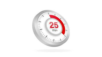 The 25 minutes timer. Stopwatch icon in flat style. Motion graphics. video