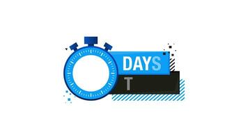 7 Days To Go Timer Label, blue emblem banner. Motion graphics. video