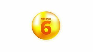 Vitamin omega 6 with realistic drop on gray background. Particles of vitamins in the middle. Motion graphics. video