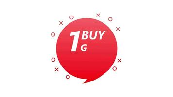 Buy 1 Get 1 Red Label Icon. Motion graphics. video