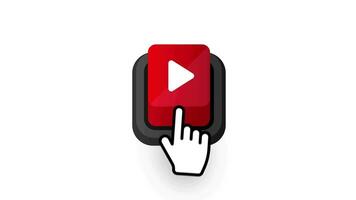 Play video icon, red buttons sign on white background. Motion graphics.