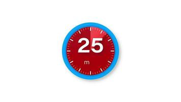 The 25 minutes timer. Stopwatch icon in flat style. Motion graphics. video