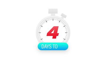 Four days to go timer icon on white background. Motion graphics. video