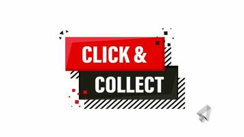 Click collect for marketing design. illustration. Store label. Click button. Motion graphics. video