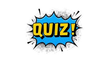 Quiz blue banner in flat style. Loudspeacker. Motion graphics. video