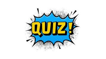 Quiz blue banner in flat style. Loudspeacker. Motion graphics. video