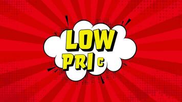 Low price in vintage style. Cartoon style . Pop art. Motion graphics. Wow effect. video
