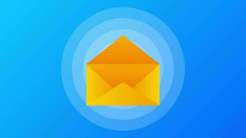 An envelope with rejected letters on blue background. Quote speech bubble. Motion graphics. video
