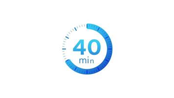 The 40 minutes timer. Stopwatch icon in flat style. Motion graphics. video