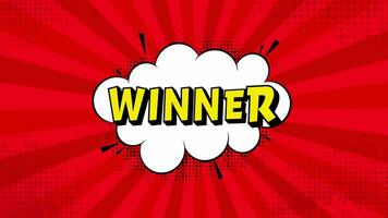 3d retro winner for banner design. Win prize. Pop style. Retro template for game background design. Motion graphics. video