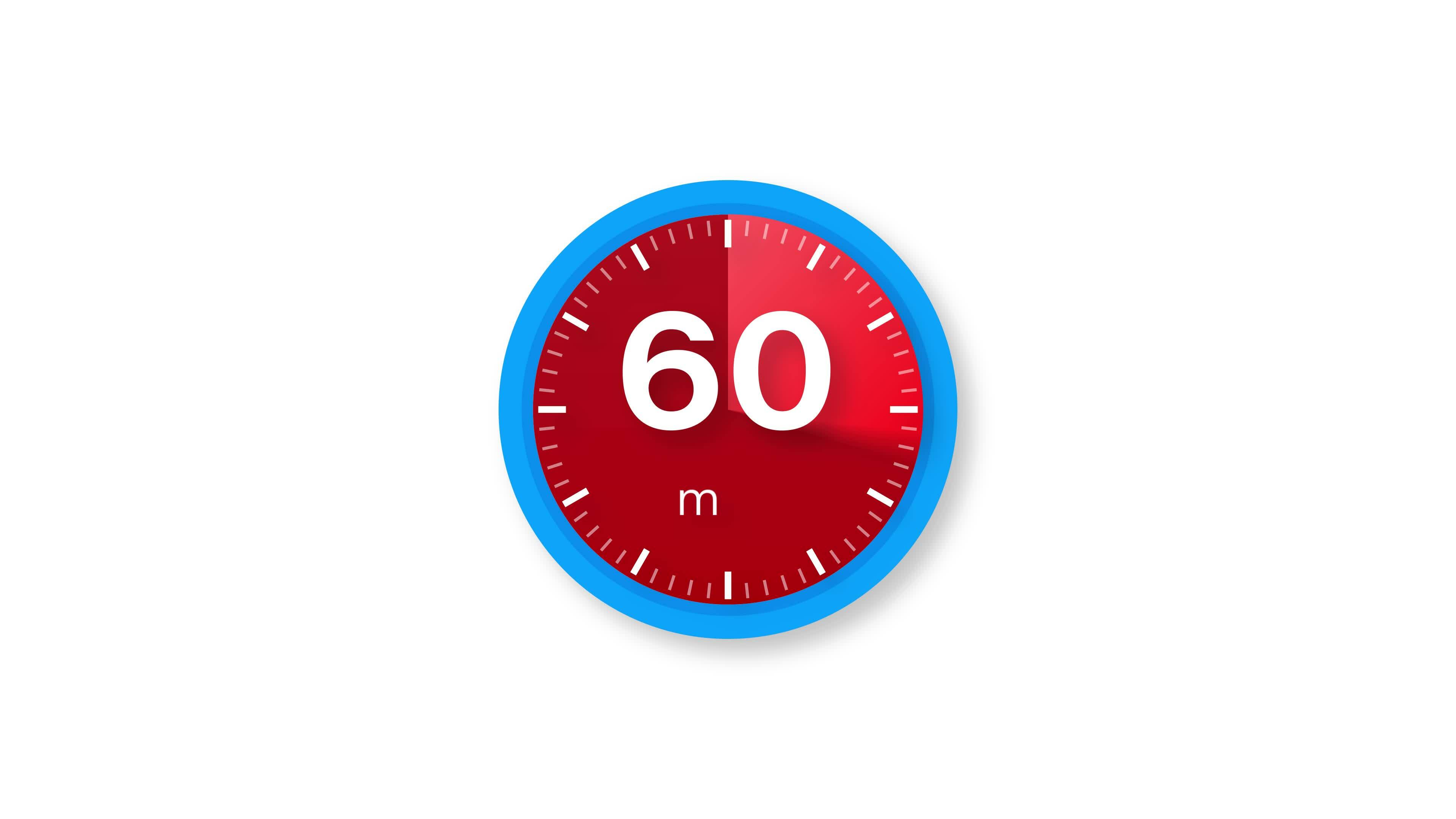 The 60 minutes timer. Stopwatch icon in flat style. Motion graphics ...