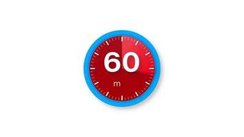 The 60 minutes timer. Stopwatch icon in flat style. Motion graphics. video