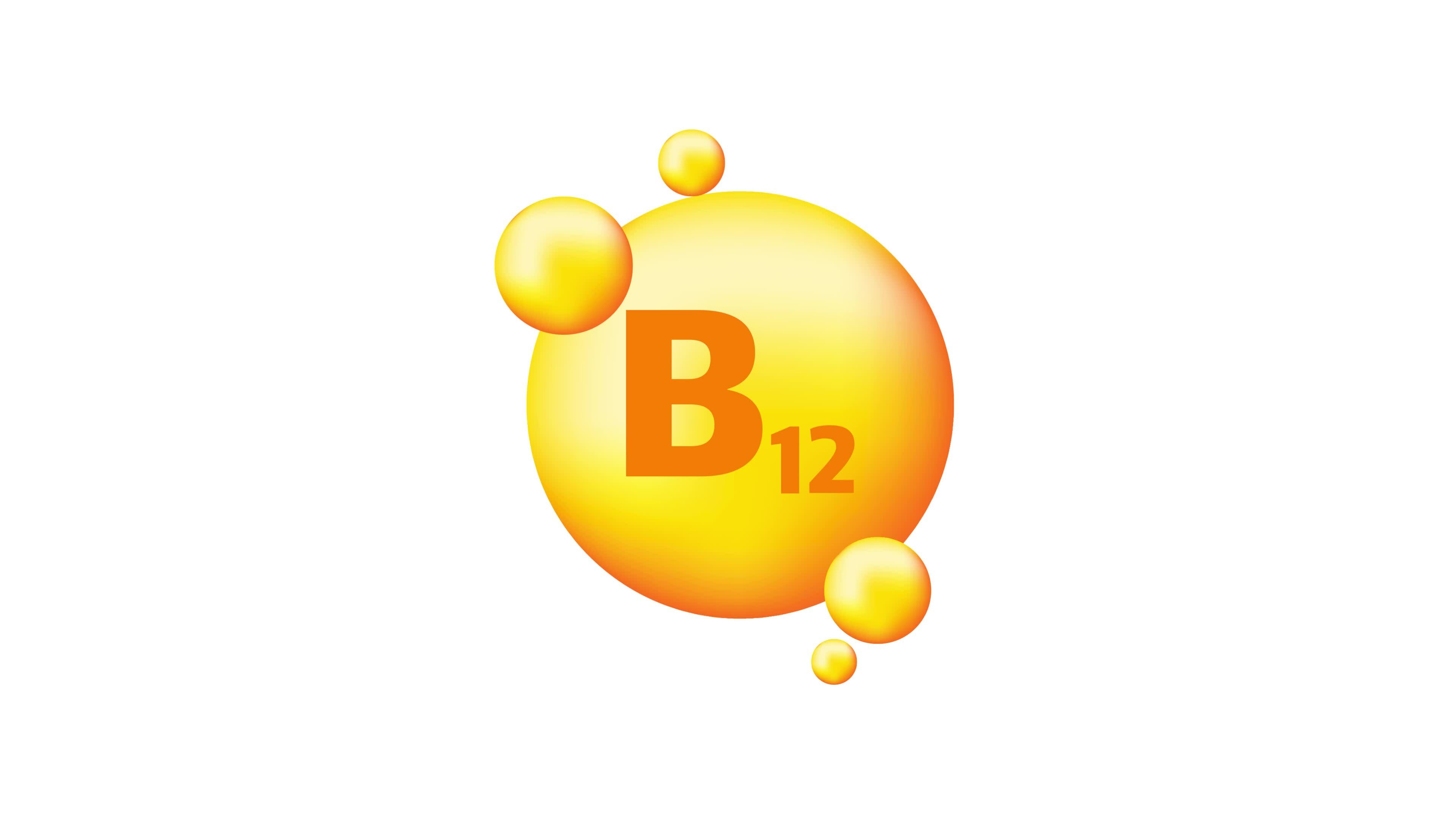 Vitamin B12. Niacin vitamin drop pill capsule icon. Motion graphics