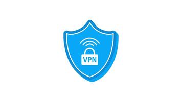 VPN flat blue secure label on white background. Motion graphics. video