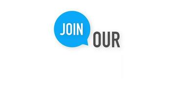 Join our team. Badge with megaphone icon. Flat illustration on white background. Motion graphics. video