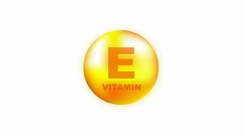 Vitamin E with realistic drop on gray background. Particles of vitamins in the middle. Motion graphics. video