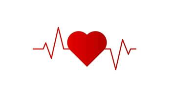 Red heart with heartbeat diagram symbol. Motion graphics. video