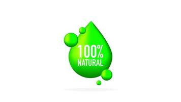 100 natural label illustration isolated on white background. Motion graphics. video