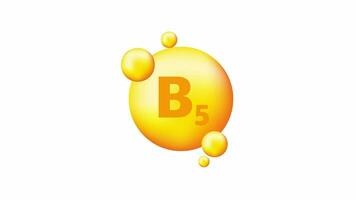 Vitamin B5 with realistic drop on gray background. Particles of vitamins in the middle. Motion graphics. video