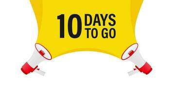 Loudspeaker. Megaphone with 10 days to go. Banner for business, marketing and advertising. Motion graphics. video