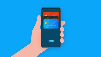 Mobile payment. NFC smart phone concept icon in flat style. Motion graphics. video