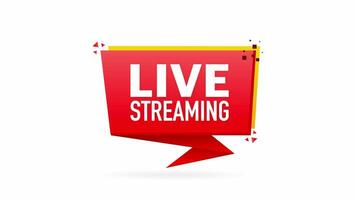 Live streaming banner in flat style on white background. Play video. Web media. Motion graphics. video