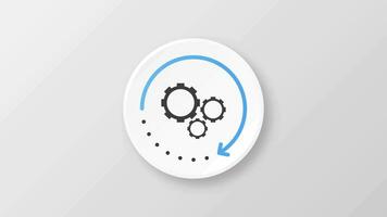 New update blue and gray icon on realistic button on white background. Motion graphics. video