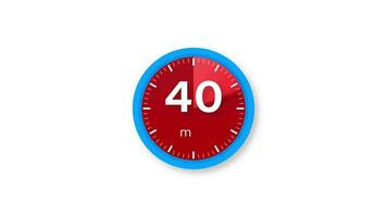 The 40 minutes timer. Stopwatch icon in flat style. Motion graphics. video