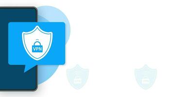 VPN flat blue secure label on white background. Motion graphics. video