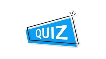 Quiz blue banner in 3D style on white background. Motion graphics. video