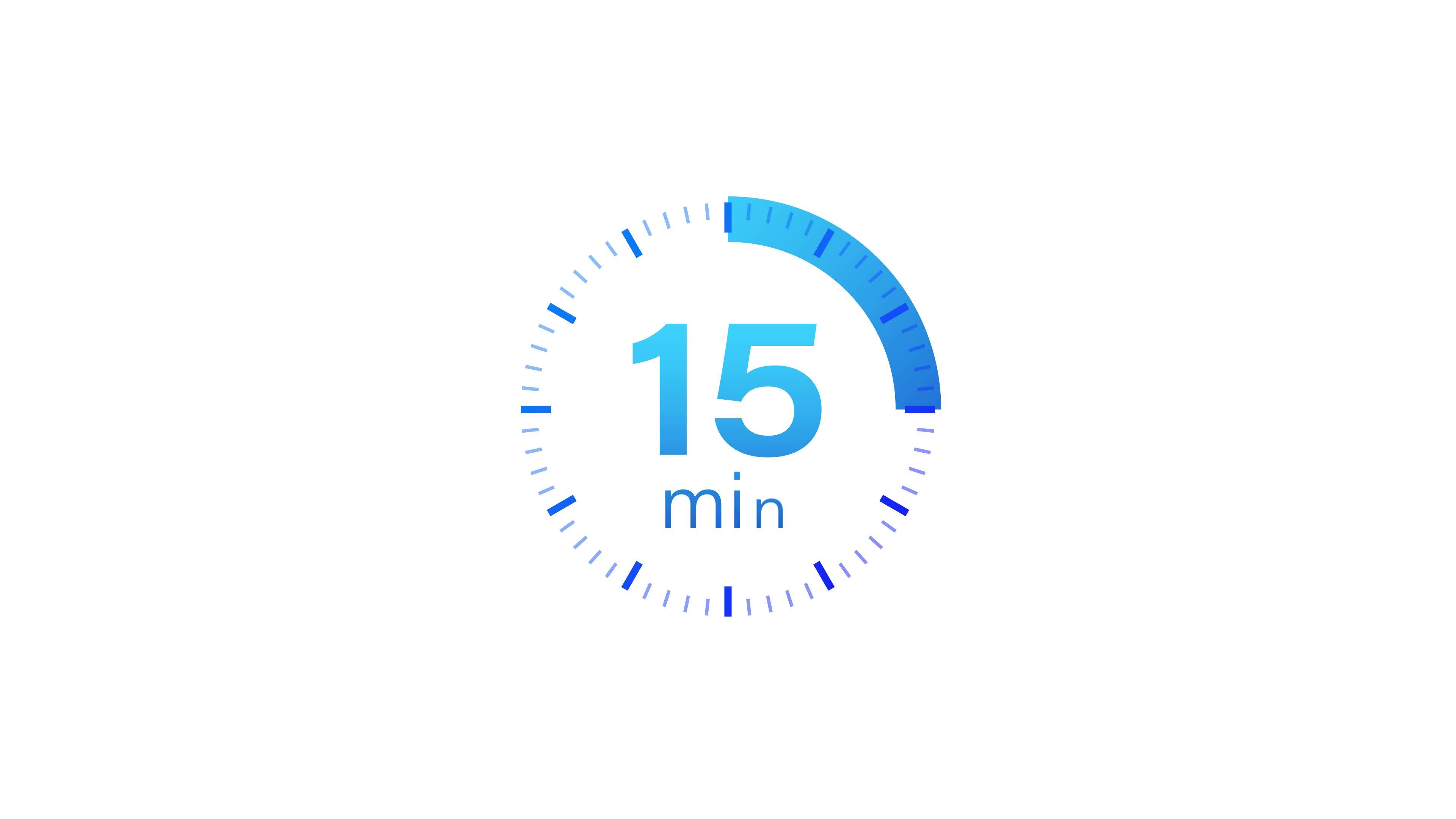 The 15 minutes timer. Stopwatch icon in flat style. Motion graphics. 28260589 Stock Video at