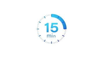 The 15 minutes timer. Stopwatch icon in flat style. Motion graphics. video