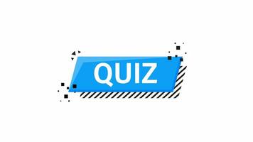 Quiz Blau Banner im 3d Stil auf Weiß Hintergrund. Bewegung Grafik. video