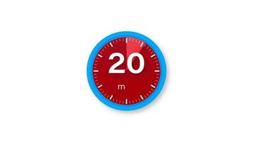 The 20 minutes timer. Stopwatch icon in flat style. Motion graphics. video